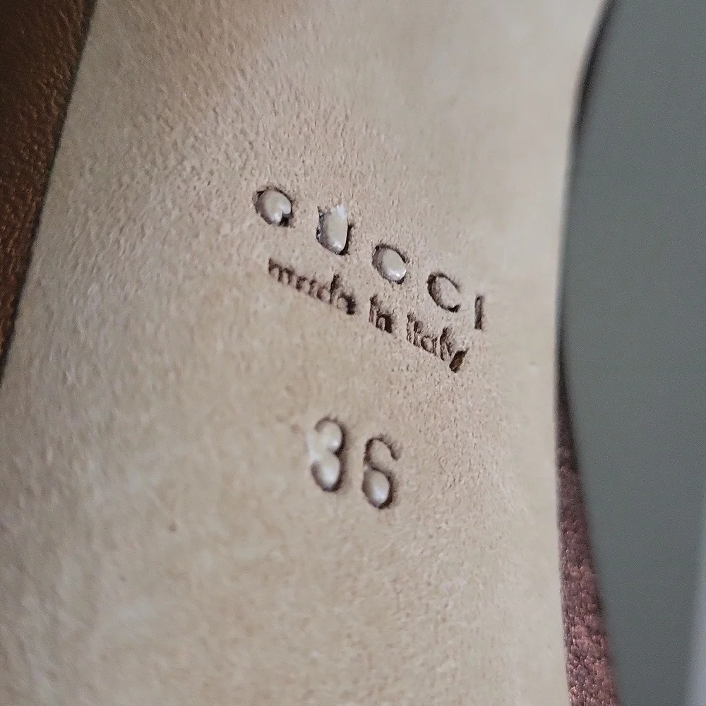 GUCCI Gucci Copper Gold Sofia peep-toe platform pumps/heels Golden Bronze
